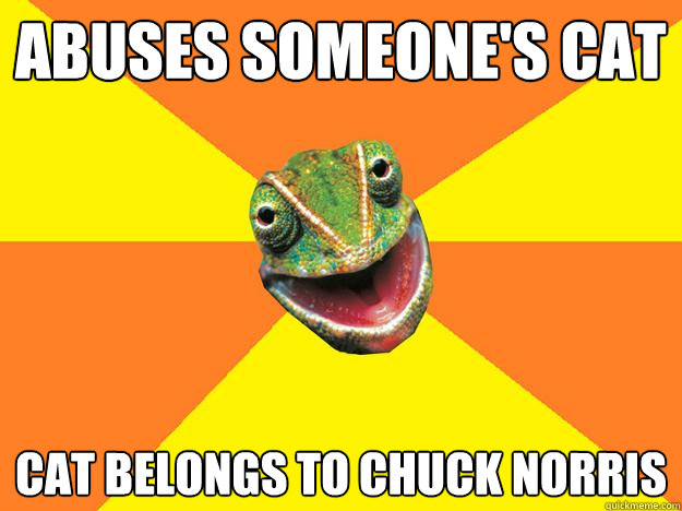 Abuses someone's Cat Cat belongs to Chuck Norris  Karma Chameleon