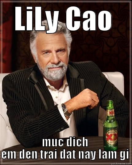 LILY CAO MUC DICH EM DEN TRAI DAT NAY LAM GI The Most Interesting Man In The World