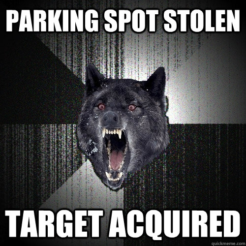 Parking spot stolen Target Acquired  Insanity Wolf