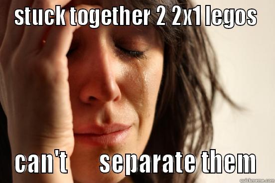 STUCK TOGETHER 2 2X1 LEGOS CAN'T       SEPARATE THEM First World Problems