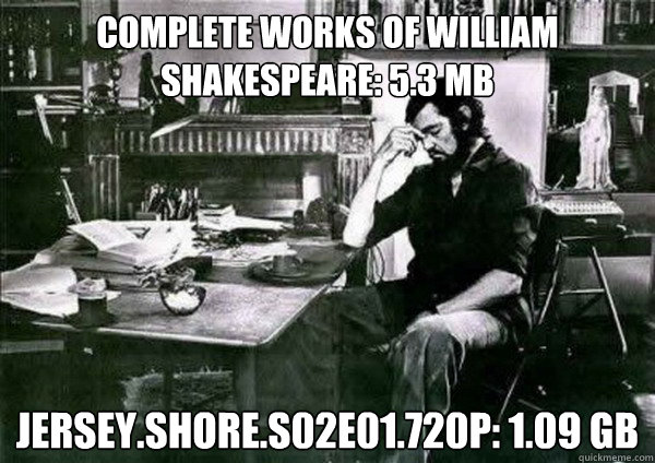 Complete works of william shakespeare: 5.3 MB Jersey.Shore.S02E01.720p: 1.09 GB  