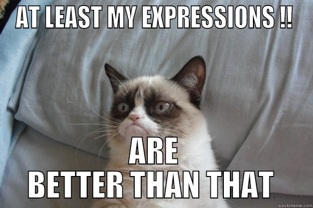 AT LEAST MY EXPRESSIONS !! ARE BETTER THAN THAT  Grumpy Cat