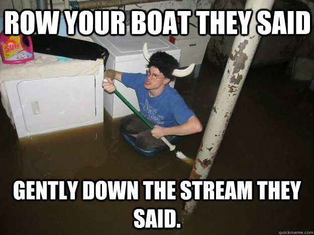 row your boat they said gently down the stream they said.  