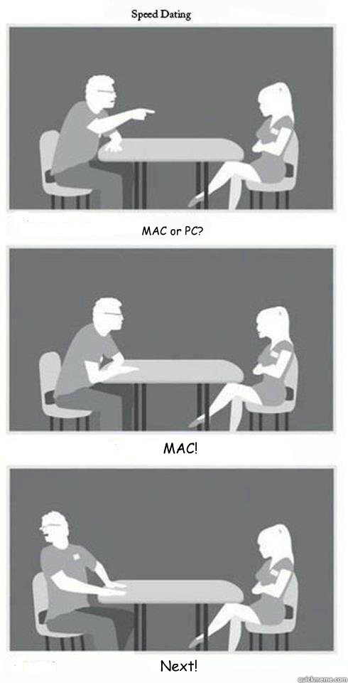 MAC or PC? MAC! Next!  Speed Dating