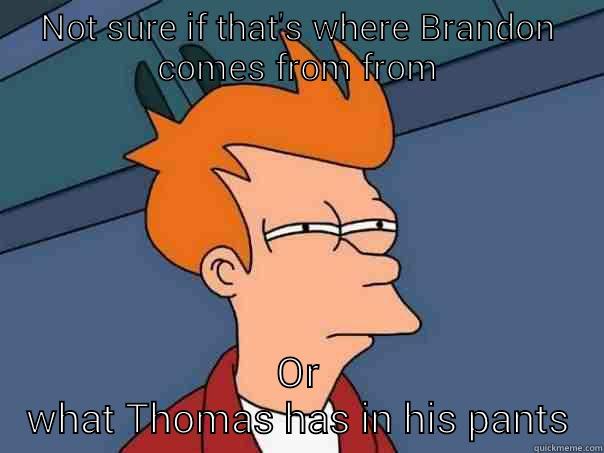Brandon mom - NOT SURE IF THAT'S WHERE BRANDON COMES FROM FROM OR WHAT THOMAS HAS IN HIS PANTS Futurama Fry