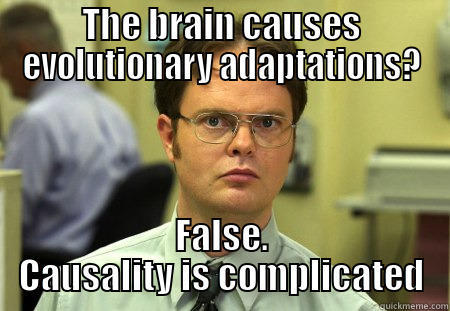 Discussion frog - THE BRAIN CAUSES EVOLUTIONARY ADAPTATIONS? FALSE. CAUSALITY IS COMPLICATED Schrute