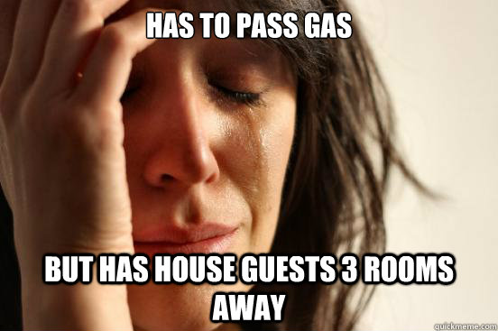 Has to pass gas But has house guests 3 rooms away  First World Problems