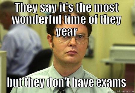 THEY SAY IT'S THE MOST WONDERFUL TIME OF THEY YEAR BUT THEY DON'T HAVE EXAMS Schrute