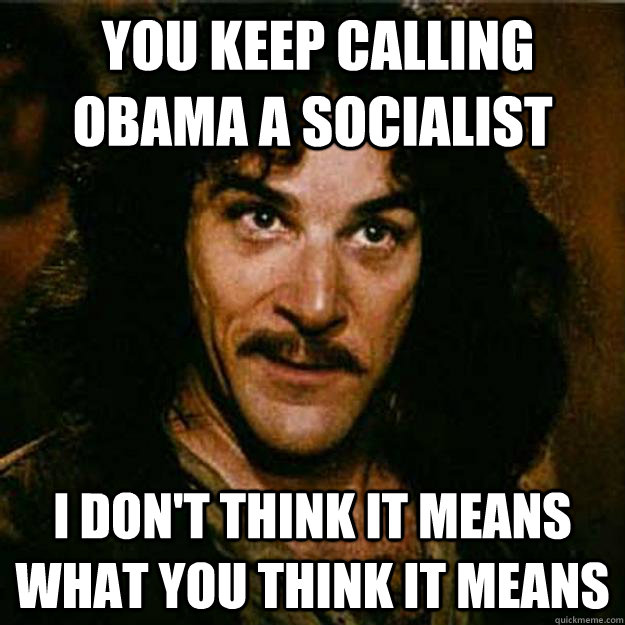  You keep calling Obama a socialist I don't think it means what you think it means  Inigo Montoya