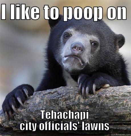 I LIKE TO POOP ON  TEHACHAPI CITY OFFICIALS' LAWNS Confession Bear