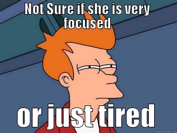 NOT SURE IF SHE IS VERY FOCUSED OR JUST TIRED Futurama Fry