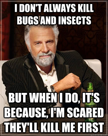 I don't always kill bugs and insects But when i do, it's because, i'm scared they'll kill me first Caption 3 goes here - I don't always kill bugs and insects But when i do, it's because, i'm scared they'll kill me first Caption 3 goes here  The Most Interesting Man In The World