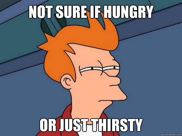 NOT SURE IF HUNGRY OR JUST THIRSTY  Futurama Fry