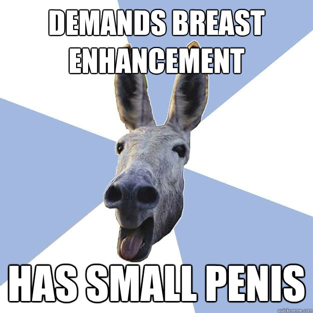 Demands breast enhancement has small penis  Jackass Boyfriend