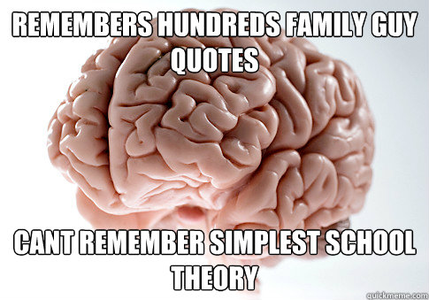 Remembers hundreds family guy quotes Cant remember simplest school theory  Scumbag Brain