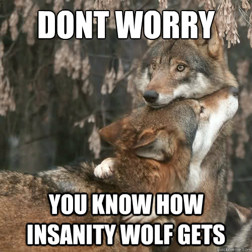 Dont worry you know how insanity wolf gets - Dont worry you know how insanity wolf gets  Comforting wolf