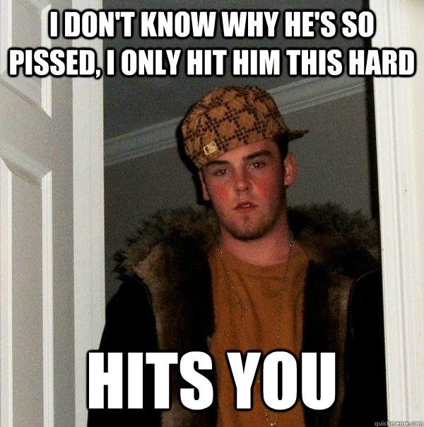 I don't know why he's so pissed, i only hit him this hard hits you  Scumbag Steve