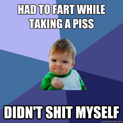 Had to fart while taking a piss Didn't shit myself  Success Kid