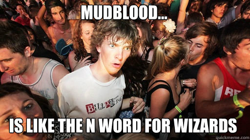 mudblood...
 is like the n word for wizards  Sudden Clarity Clarence