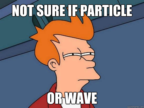 not sure if particle or wave - not sure if particle or wave  Futurama Fry