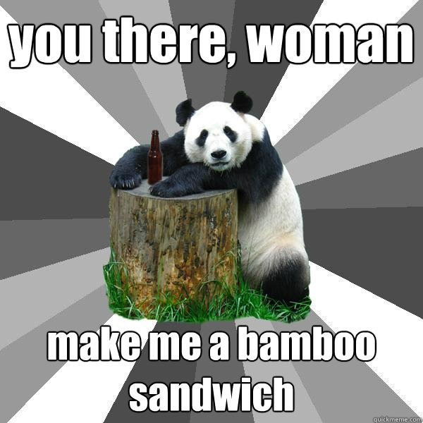 you there, woman make me a bamboo sandwich
  Pickup-Line Panda