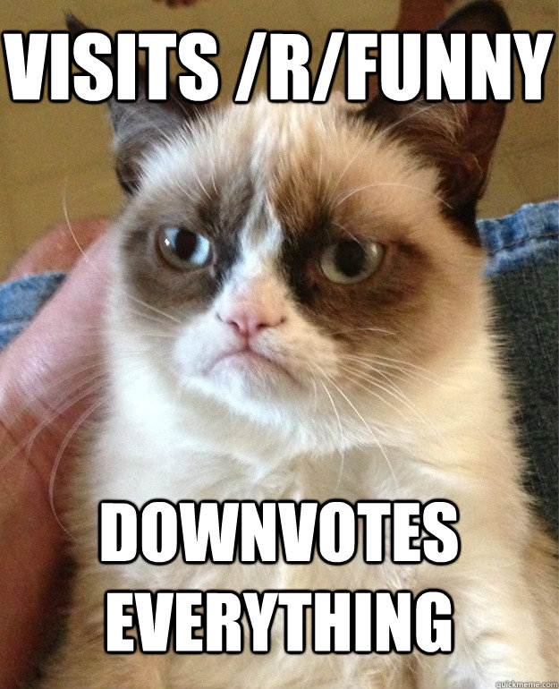 Visits /r/funny downvotes everything  Grumpy Cat