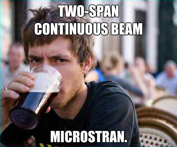 two-span 
continuous beam microstran.  Lazy College Senior