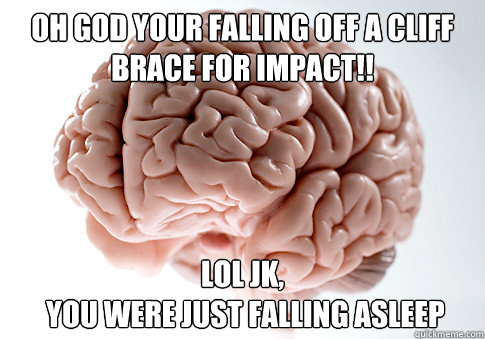 Oh god your falling off a cliff brace for impact!! lol jk,
 you were just falling asleep  Scumbag Brain