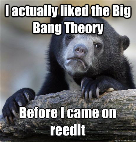 I actually liked the Big Bang Theory Before I came on reedit  Confession Bear