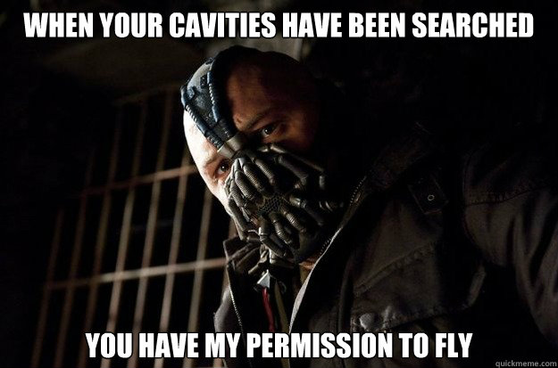 when your cavities have been searched you have my permission to fly  Bane on Air Travel