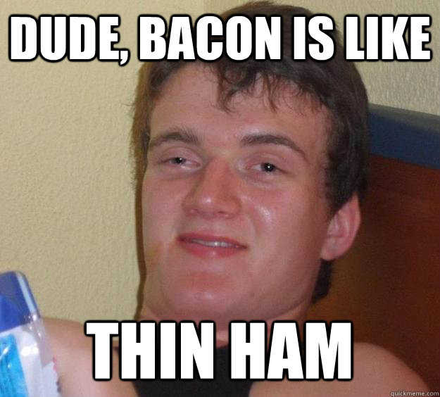 Dude, bacon is like thin ham - Dude, bacon is like thin ham  10 Guy