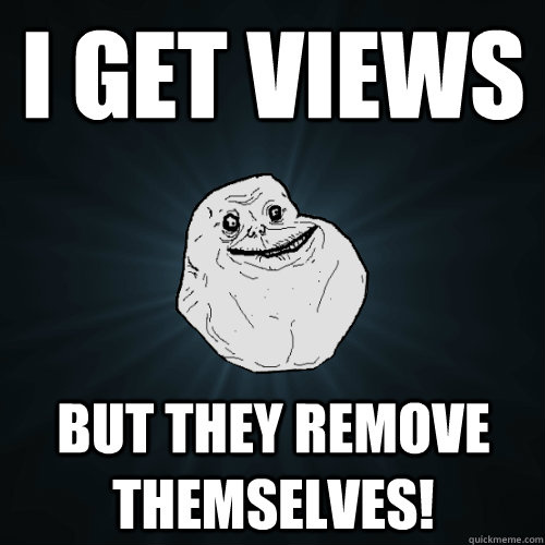 i get views  but they remove themselves!  Forever Alone