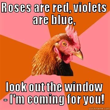 ROSES ARE RED, VIOLETS ARE BLUE, LOOK OUT THE WINDOW - I'M COMING FOR YOU! Anti-Joke Chicken