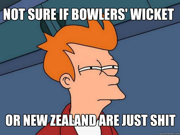 Not sure if Bowlers' wicket or new zealand are just shit  Futurama Fry