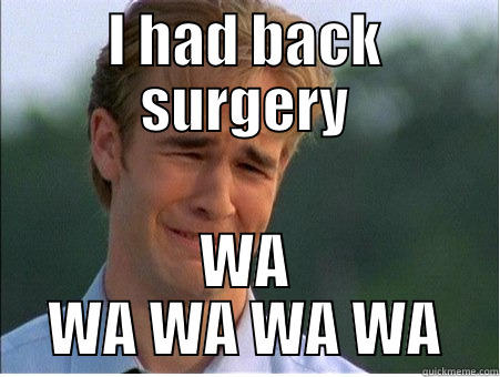 WA WA WA  - I HAD BACK SURGERY WA WA WA WA WA 1990s Problems