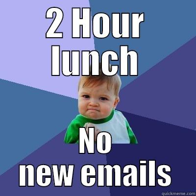 2 hour lunch - 2 HOUR LUNCH NO NEW EMAILS Success Kid