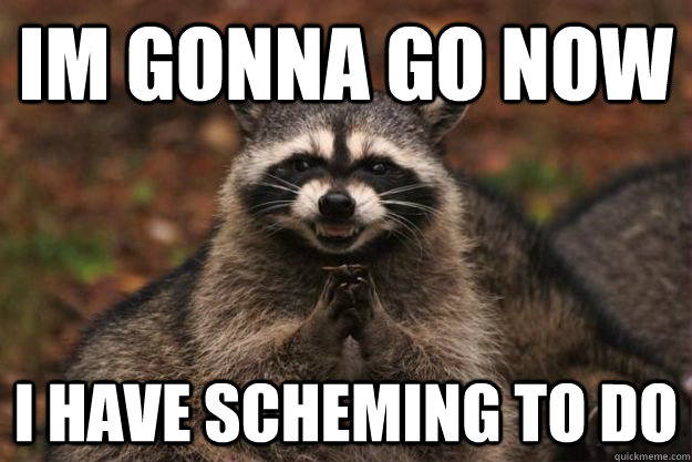 im gonna go now i have scheming to do - im gonna go now i have scheming to do  Evil Plotting Raccoon