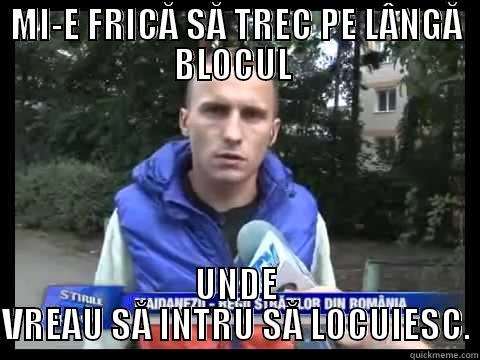 MI-E FRICĂ SĂ TREC PE LÂNGĂ BLOCUL  UNDE VREAU SĂ INTRU SĂ LOCUIESC. Misc