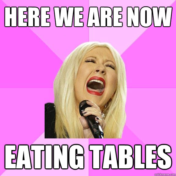 Here we are now Eating tables  Wrong Lyrics Christina