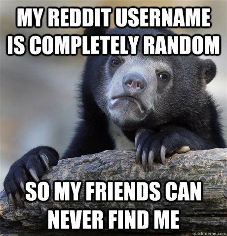 My reddit username is completely random So my friends can never find me - My reddit username is completely random So my friends can never find me  Confession Bear