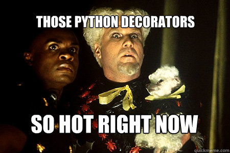 So hot right now Those python decorators - So hot right now Those python decorators  Sudden Clarity Mugatu