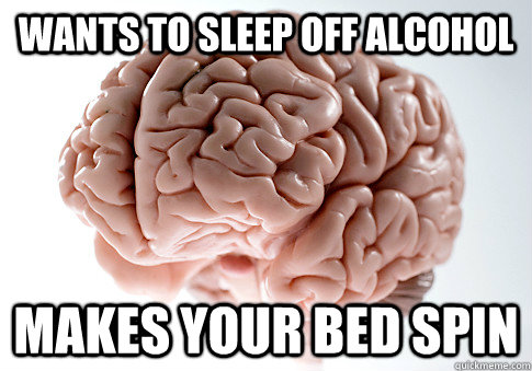 Wants to sleep off alcohol makes your bed spin  Scumbag Brain