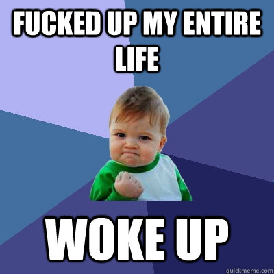 Fucked up my entire life woke up  Success Kid