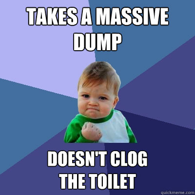 Takes a massive 
dump Doesn't clog 
the toilet  Success Kid