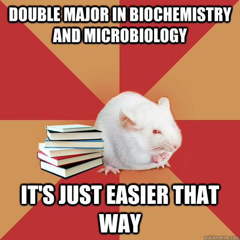 Double Major in biochemistry and microbiology It's just easier that way  Science Major Mouse