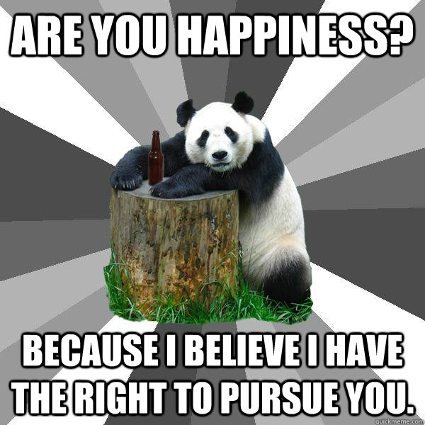 Are you happiness? Because I believe I have the right to pursue you.  Pickup-Line Panda