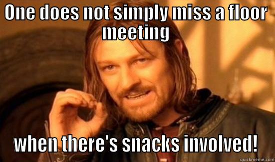 ONE DOES NOT SIMPLY MISS A FLOOR MEETING WHEN THERE'S SNACKS INVOLVED! Boromir