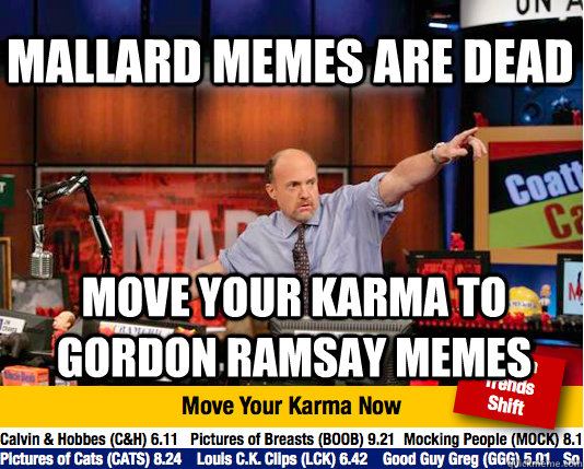 mallard memes are dead move your karma to gordon ramsay memes   Mad Karma with Jim Cramer