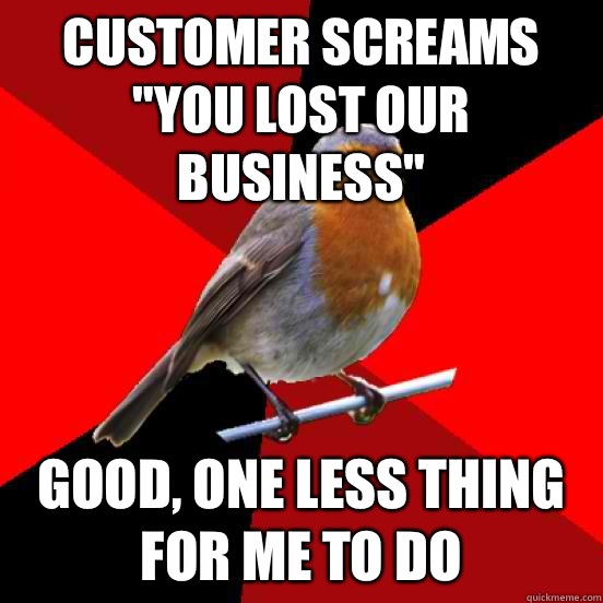 Customer screams 