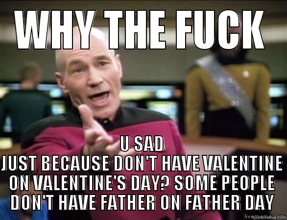 WHY THE FUCK U SAD JUST BECAUSE DON'T HAVE VALENTINE ON VALENTINE'S DAY? SOME PEOPLE DON'T HAVE FATHER ON FATHER DAY Annoyed Picard HD